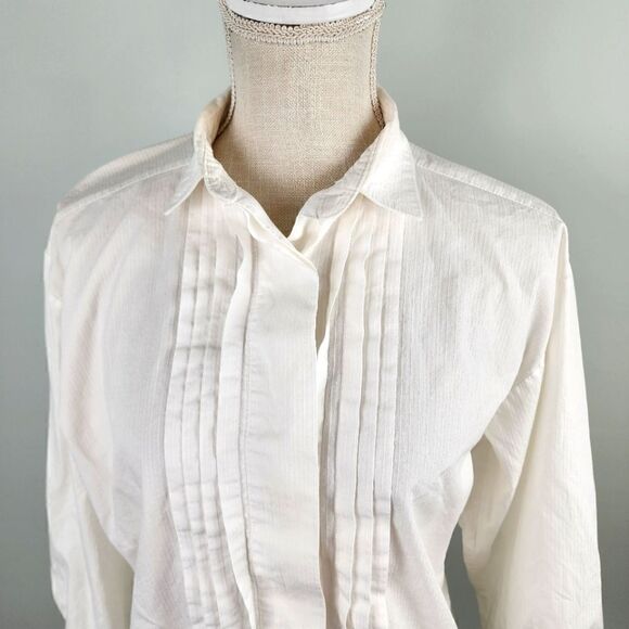 Carmichael And Jones Womes Long Sleeve Ruffle Hidden Button Top Size Small - Picture 2 of 7